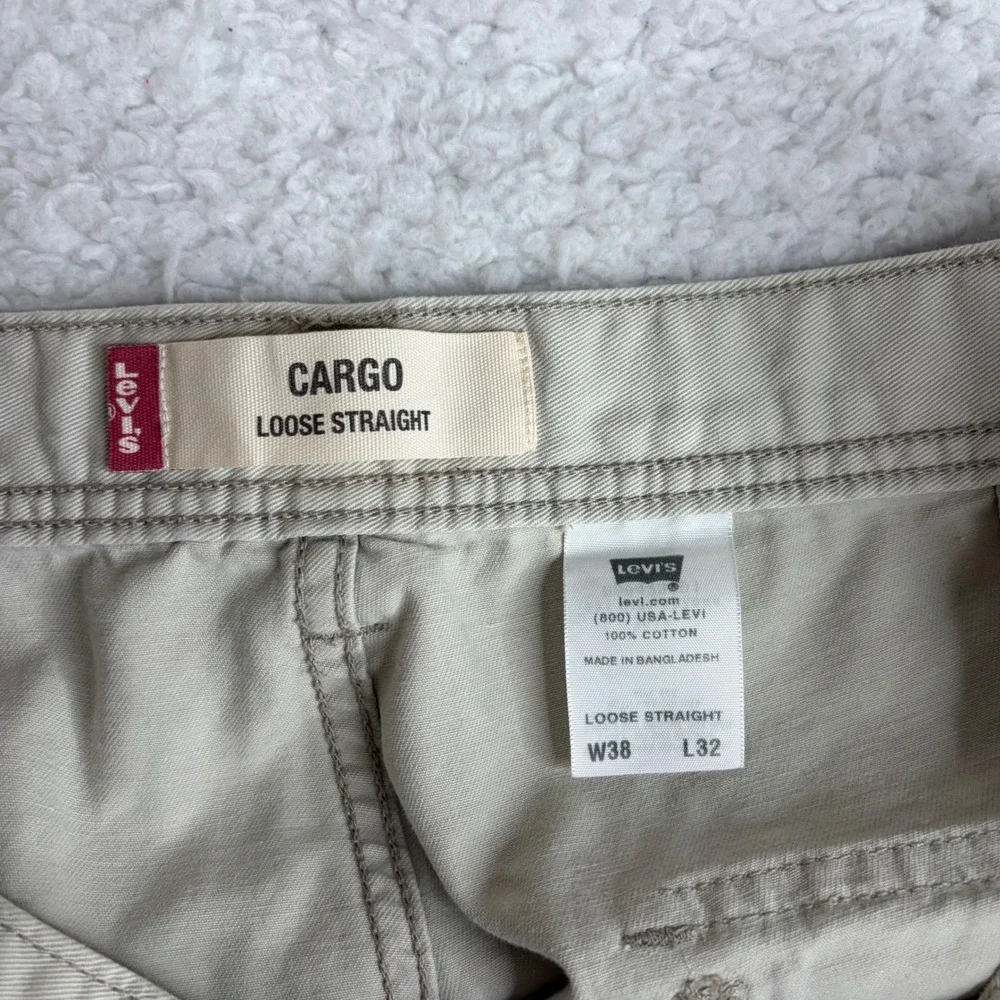 Levis Cargo Pants Mens 38x32 (30) Loose Straight Tan Y2K Paratrooper baggy
